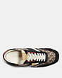 COACH®,C180 LOW TOP SNEAKER WITH HORSE AND CARRIAGE PRINT,Leather/Suede,Multi Black,Inside View,Top View