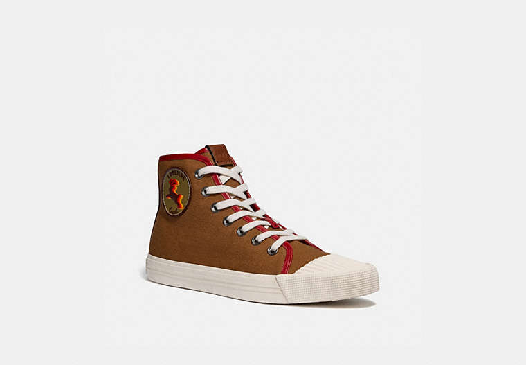 COACH®,C211 HIGH TOP SNEAKER WITH MYTHICAL MONSTERS,n/a,SIENNA,Front View