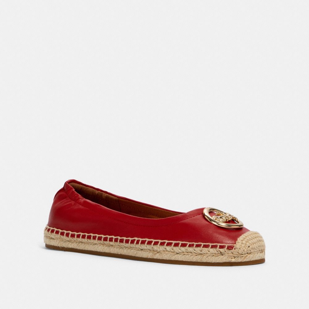 COACH®,ESPADRILLES CLARA,Cuir,Vert,Front View