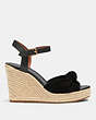 COACH®,KATEY WEDGE,Suede,Black,Angle View