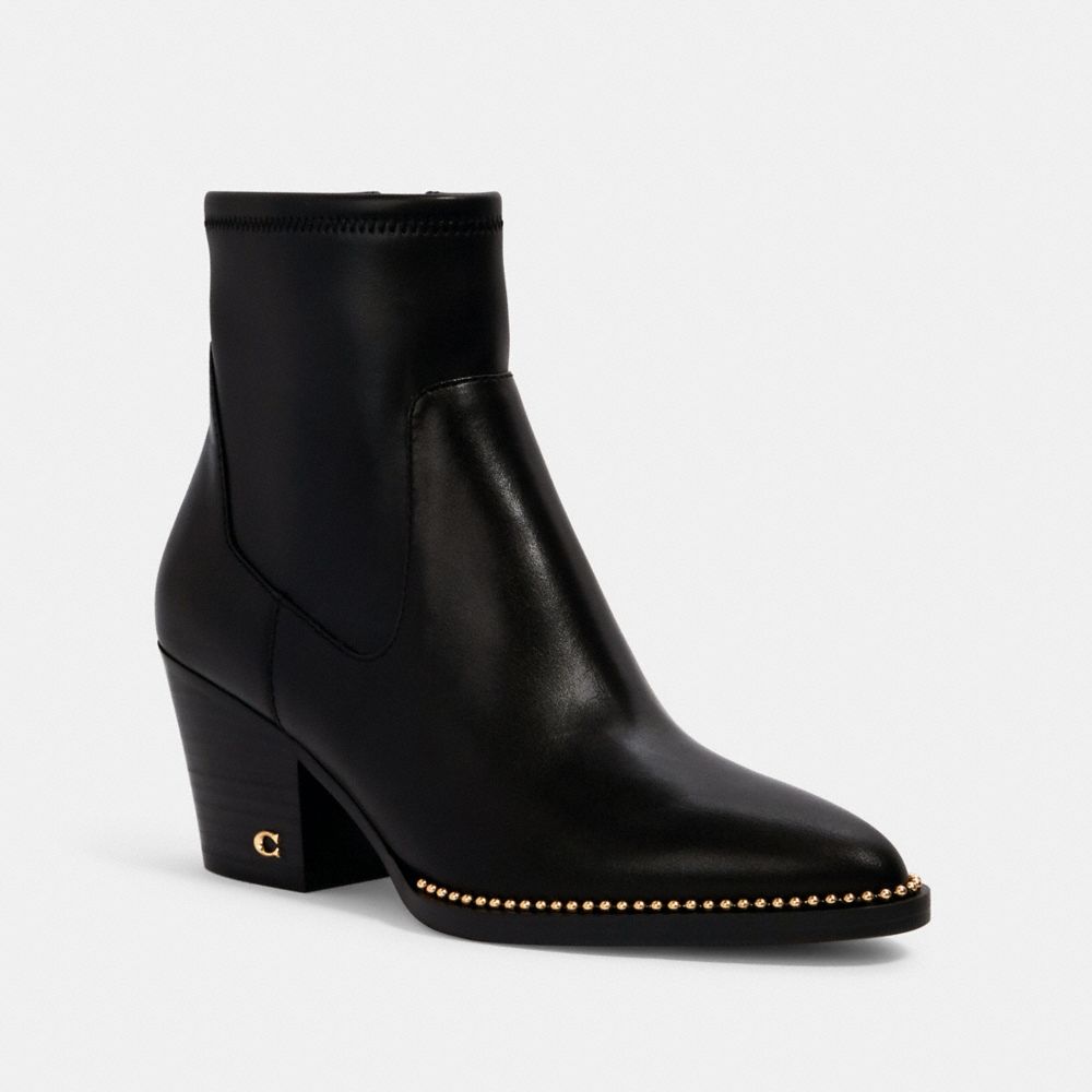COACH®,PELL BOOTIE,Leather,Black,Front View