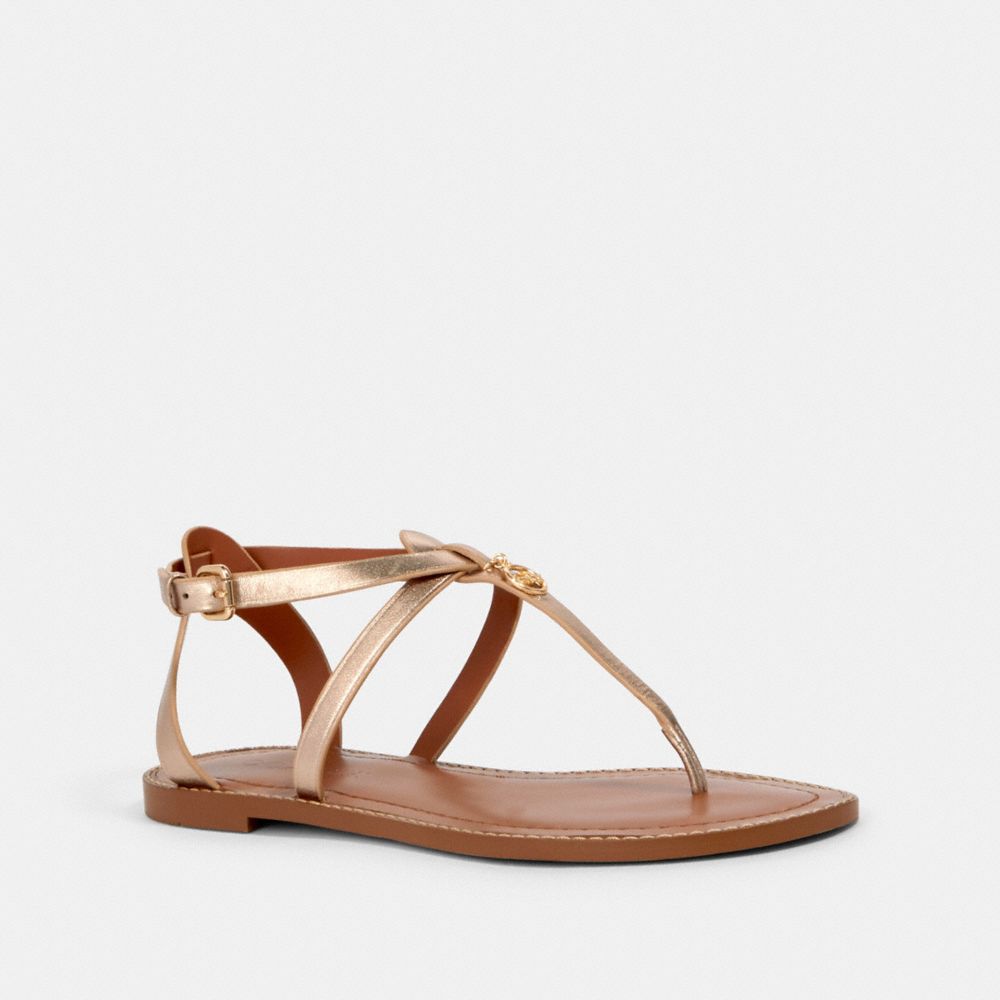 COACH®,LYDIA SANDAL,metallicleather,CHAMPAGNE,Front View