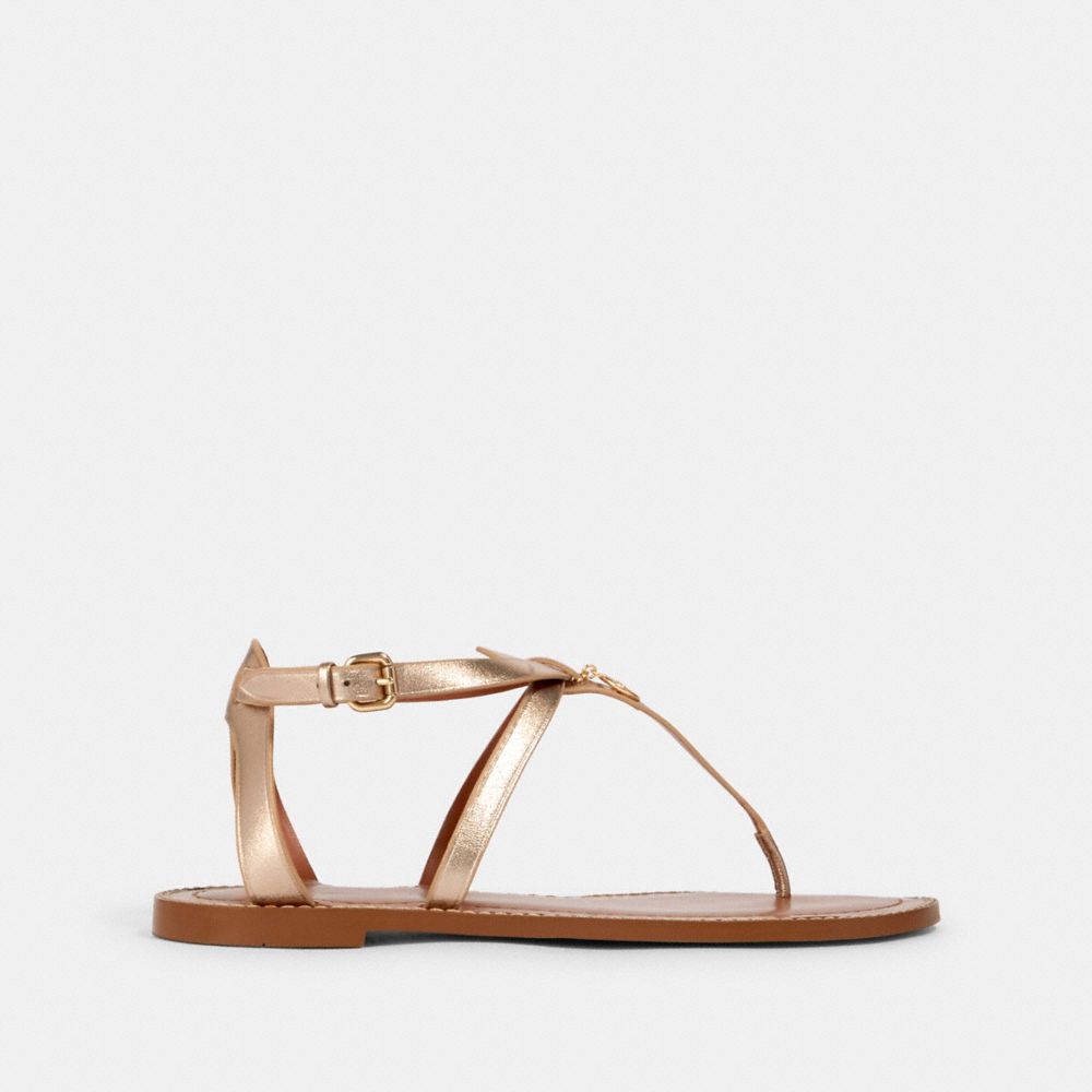 COACH®,LYDIA SANDAL,metallicleather,CHAMPAGNE,Angle View