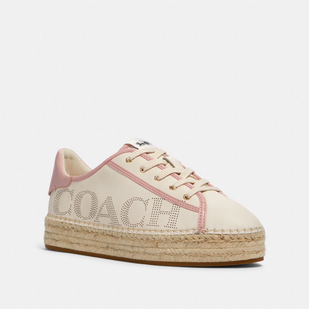 COACH®,CATE ESPADRILLE SNEAKER,Chalk/Pink,Front View