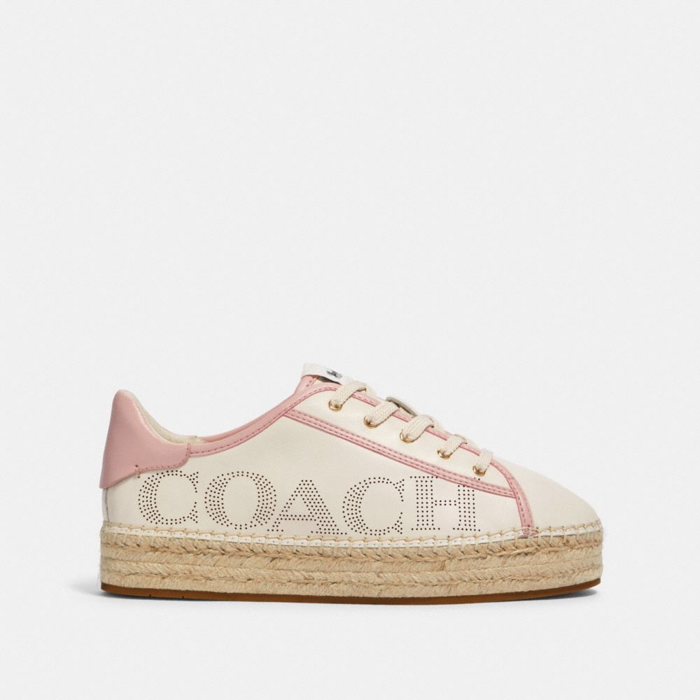 COACH®,CATE ESPADRILLE SNEAKER,Chalk/Pink,Angle View