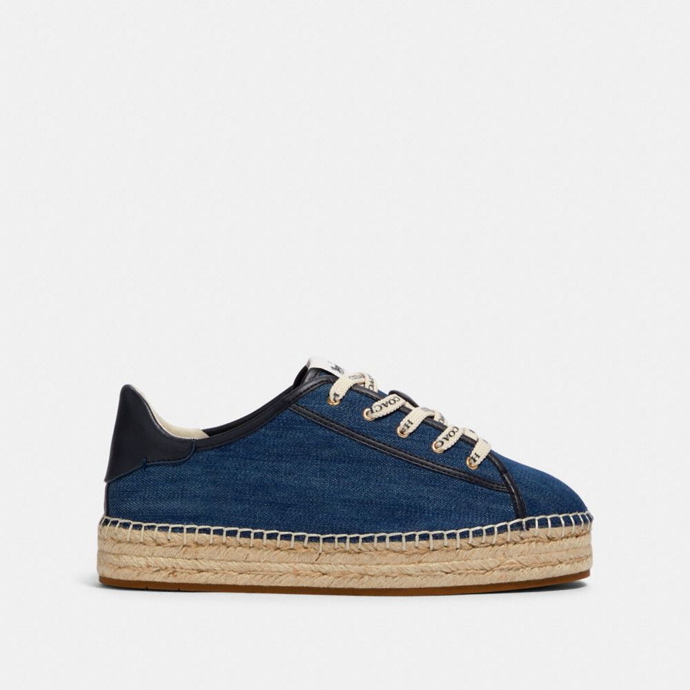 COACH®,CATE ESPADRILLE SNEAKER,Denim,Denim,Angle View