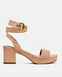 COACH®,SERENA SANDAL,Suede,Beechwood,Angle View