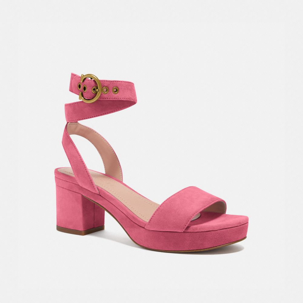 COACH®,SERENA SANDAL,Suede,ORCHID,Front View