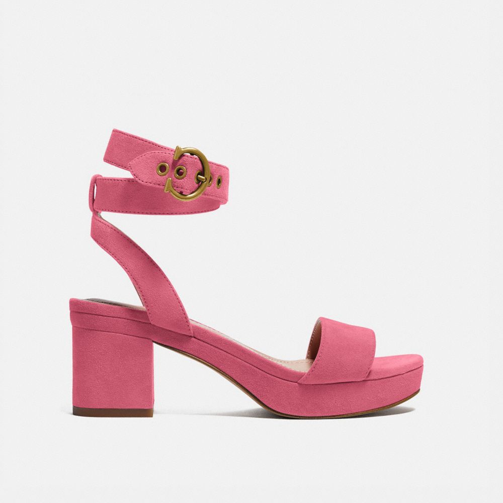 COACH®,SERENA SANDAL,Suede,ORCHID,Angle View