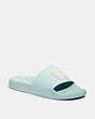 COACH®,SLIDE WITH COACH PATCH,Rubber,Light Teal,Front View
