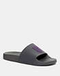 COACH®,SLIDE WITH COACH PATCH,Rubber,Industrial Grey/Dusty Lavender,Front View
