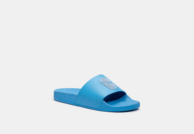 COACH®,SLIDE WITH COACH PATCH,Rubber,Blue Bird,Front View
