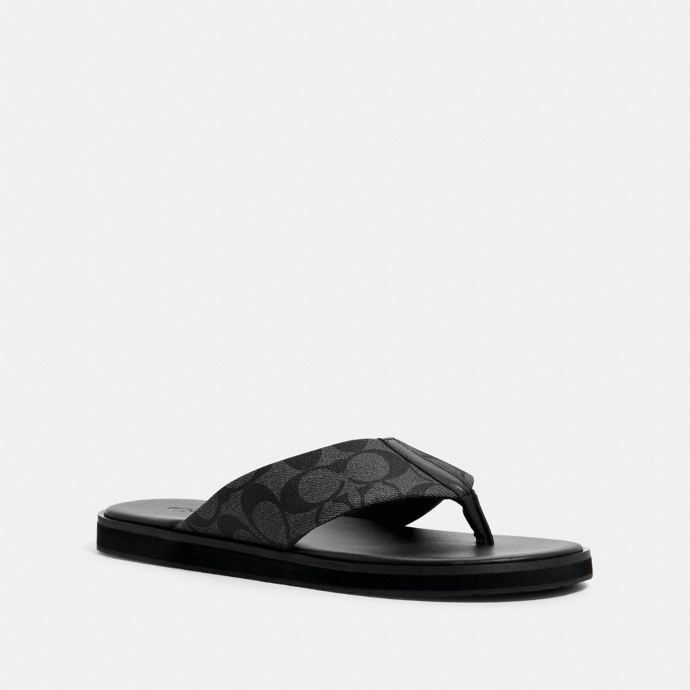 COACH®,FLIP FLOP IN SIGNATURE CANVAS,Charcoal Multi,Front View