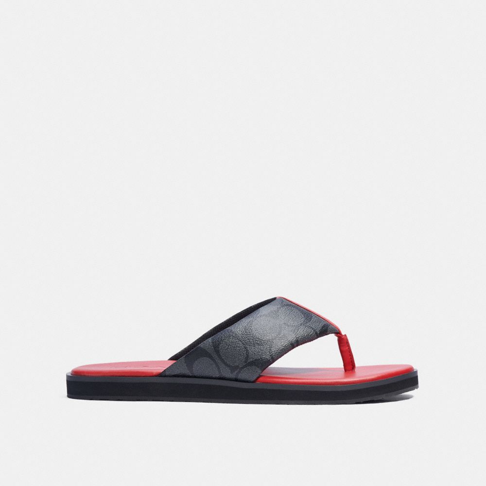 COACH®,FLIP FLOP IN SIGNATURE CANVAS,Bright Cardinal,Angle View