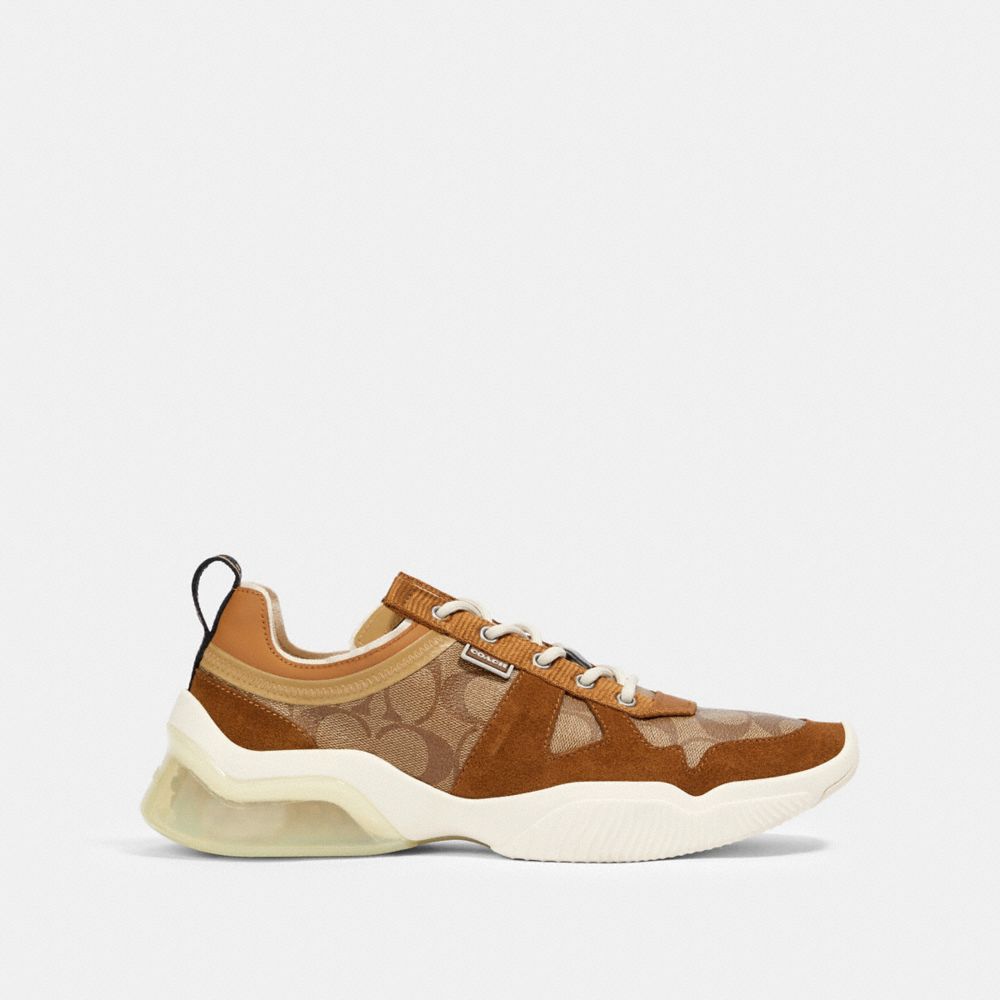 COACH®,CITYSOLE RUNNER,Khaki Light Saddle,Angle View