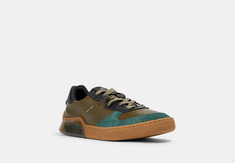 COACH®,CITYSOLE COURT SNEAKER IN COLORBLOCK,Utility Green Olive,Front View