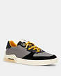 COACH®,CITYSOLE COURT SNEAKER IN COLORBLOCK,Heather Grey Bright Yellow,Front View