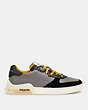 COACH®,CITYSOLE COURT SNEAKER IN COLORBLOCK,Heather Grey Bright Yellow,Angle View