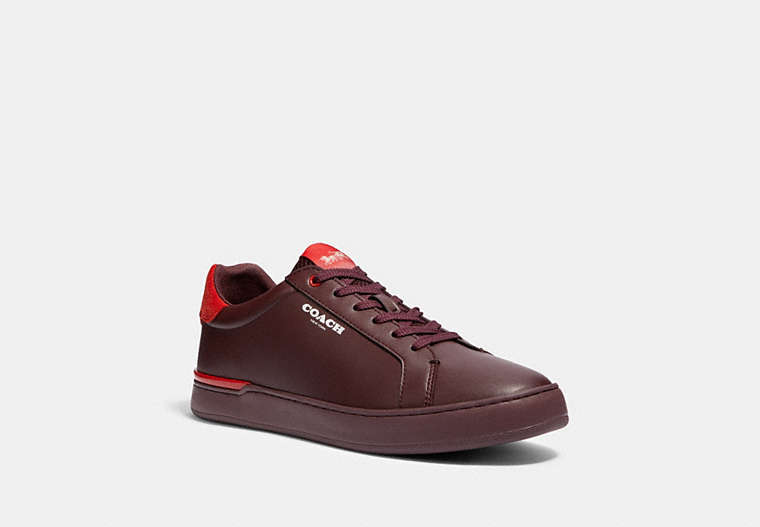 COACH®,CLIP LOW TOP SNEAKER IN COLORBLOCK,Oxblood Sport Red,Front View