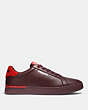 COACH®,CLIP LOW TOP SNEAKER IN COLORBLOCK,Oxblood Sport Red,Angle View