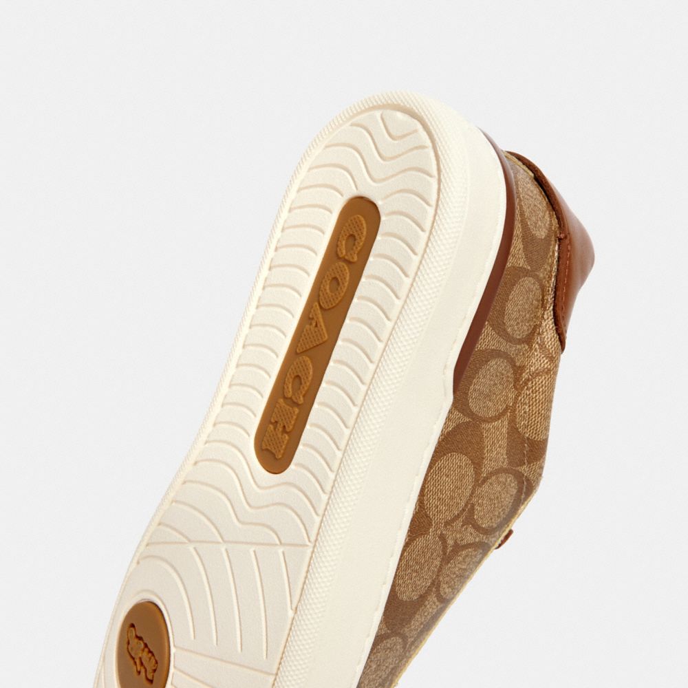COACH®,Clip Low Top Sneaker,Canvas,Leather,Rubber,Casual,PVC,Color Block,Piping,Logo,Casual,Brown,Detail View