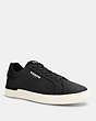 COACH®,CLIP LOW TOP SNEAKER,Leather,Black,Front View