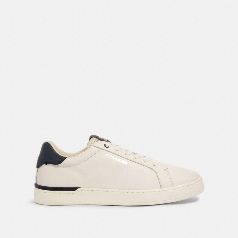COACH®,CLIP LOW TOP SNEAKER,CHALK/MIDNIGHT NAVY,Angle View