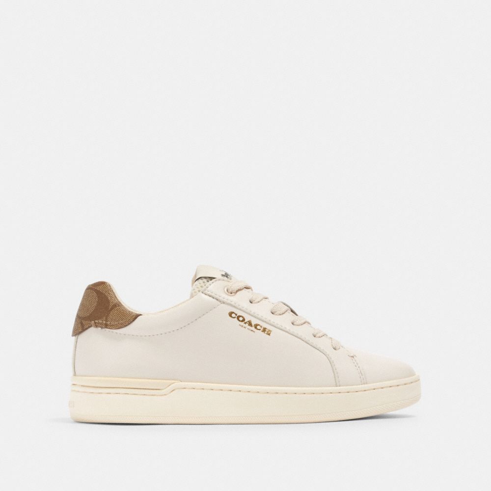 COACH®,CLIP LOW TOP SNEAKER,Chalk/Khaki,Angle View