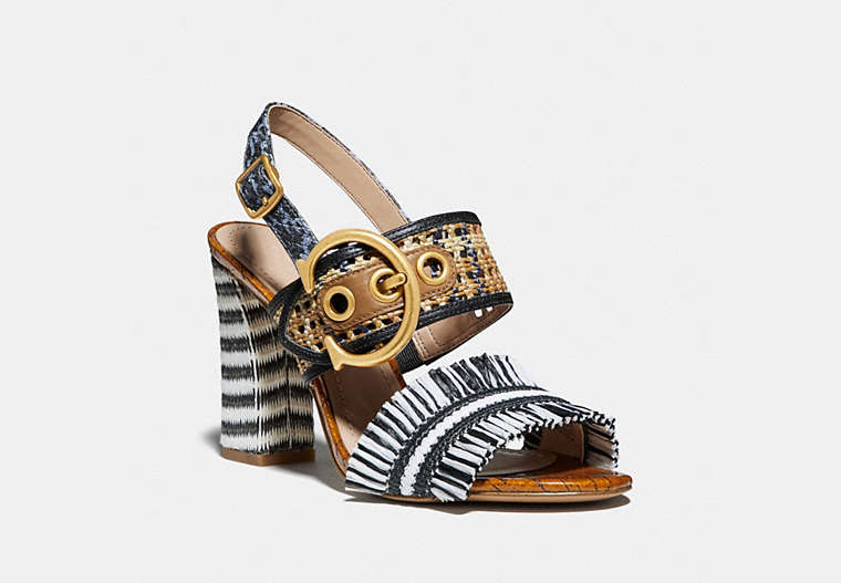 COACH®,ROBIN SANDAL,mixedmaterial,Black Chalk,Front View image number 0