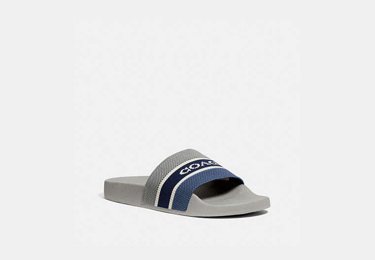 COACH®,KNIT SLIDE,n/a,Washed Steel/True Navy,Front View