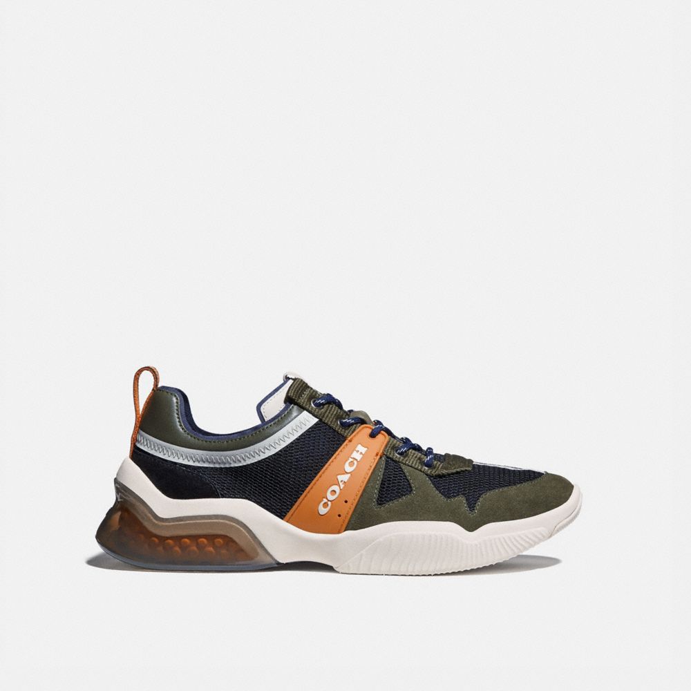COACH®,CITYSOLE RUNNER,Mesh/Rubber/Suede,True Navy/ Washed Utility,Angle View