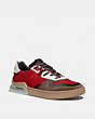 COACH®,CITYSOLE COURT SNEAKER IN COLORBLOCK,Mixed Material,Dark Cardinal Saddle,Front View