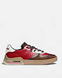COACH®,CITYSOLE COURT SNEAKER IN COLORBLOCK,Mixed Material,Dark Cardinal Saddle,Angle View
