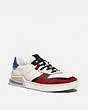 COACH®,CITYSOLE COURT SNEAKER IN COLORBLOCK,Mixed Material,Chalk Dark Cardinal,Front View