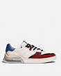 COACH®,CITYSOLE COURT SNEAKER IN COLORBLOCK,Mixed Material,Chalk Dark Cardinal,Angle View