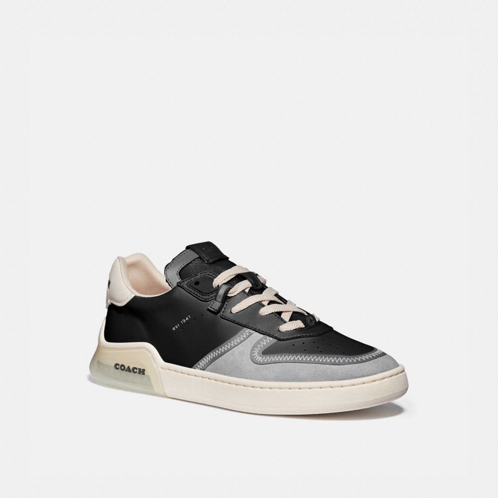 COACH®,CITYSOLE COURT SNEAKER,Leather/Suede,Black,Front View