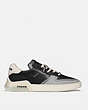 COACH®,CITYSOLE COURT SNEAKER,Leather/Suede,Black,Angle View