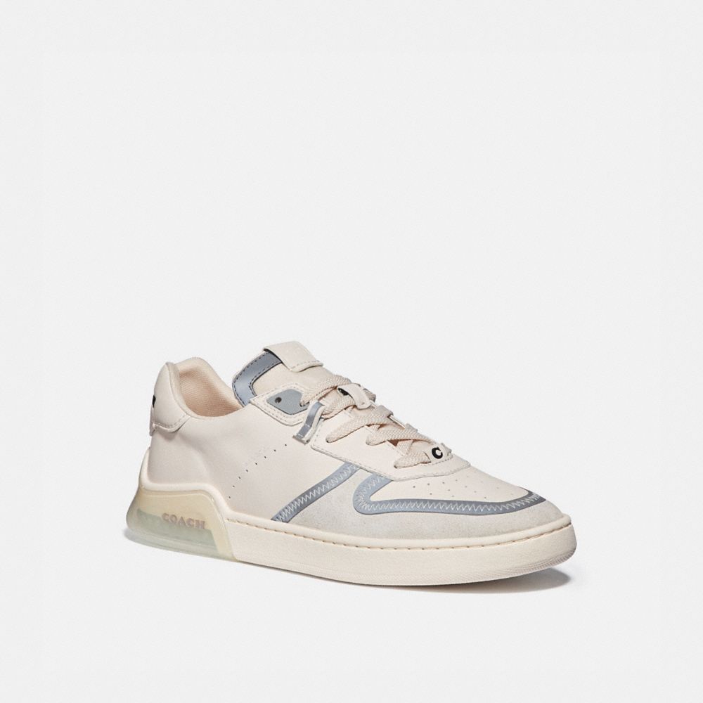 COACH®,CITYSOLE COURT SNEAKER,Leather/Suede,Chalk,Front View image number 0