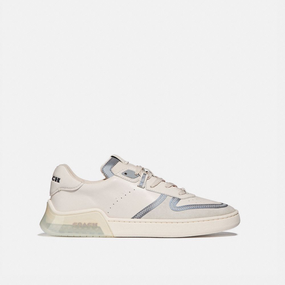 COACH®,CITYSOLE COURT SNEAKER,Leather/Suede,Chalk,Angle View