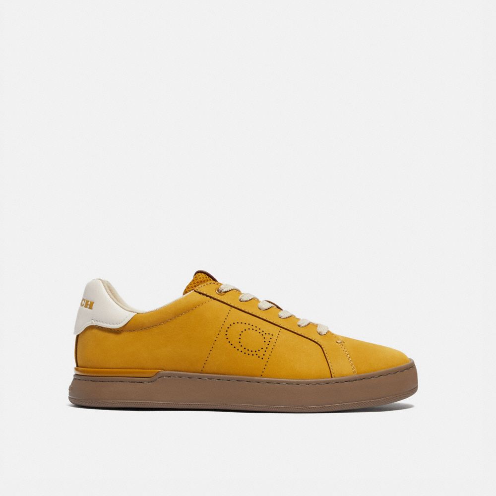 COACH®,LOWLINE LOW TOP SNEAKER,Leather,FLAX,Angle View