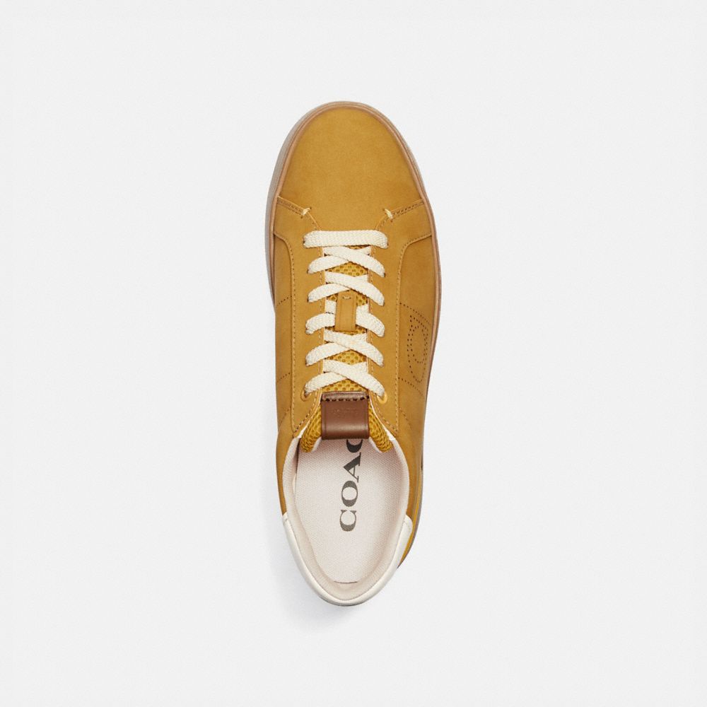 COACH®,LOWLINE LOW TOP SNEAKER,Leather,FLAX,Inside View,Top View