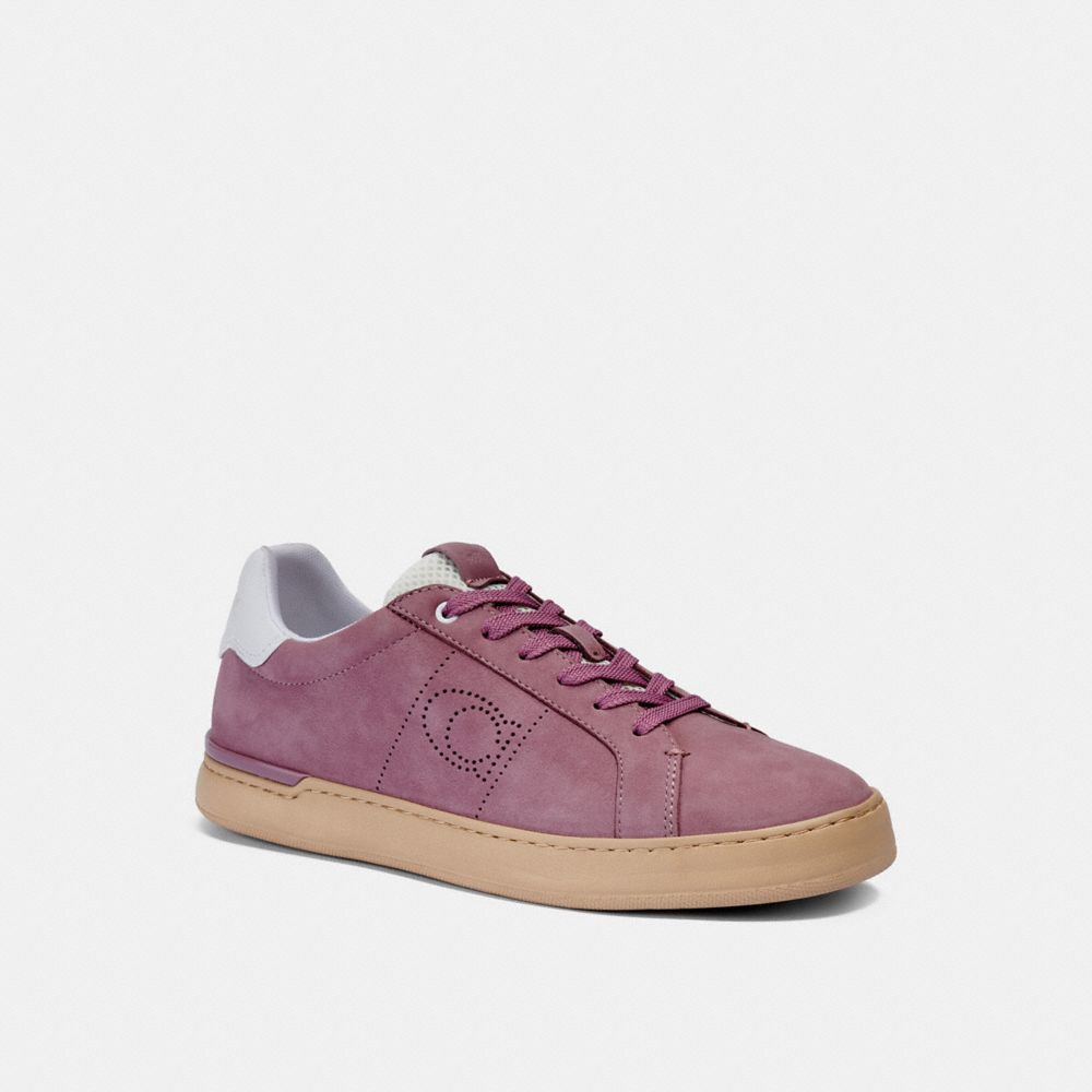 COACH®,LOWLINE LOW TOP SNEAKER,Leather,Soft Purple,Front View