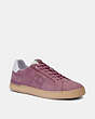 COACH®,LOWLINE LOW TOP SNEAKER,Leather,Soft Purple,Front View