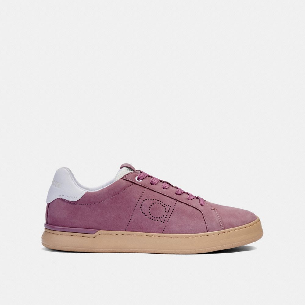 COACH®,LOWLINE LOW TOP SNEAKER,Leather,Soft Purple,Angle View