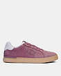 COACH®,LOWLINE LOW TOP SNEAKER,Leather,Soft Purple,Angle View