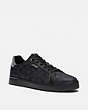COACH®,LOWLINE LOW TOP SNEAKER,Signature Coated Canvas,CHARCOAL/GREY,Front View