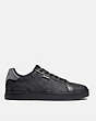 COACH®,LOWLINE LOW TOP SNEAKER,Signature Coated Canvas,CHARCOAL/GREY,Angle View