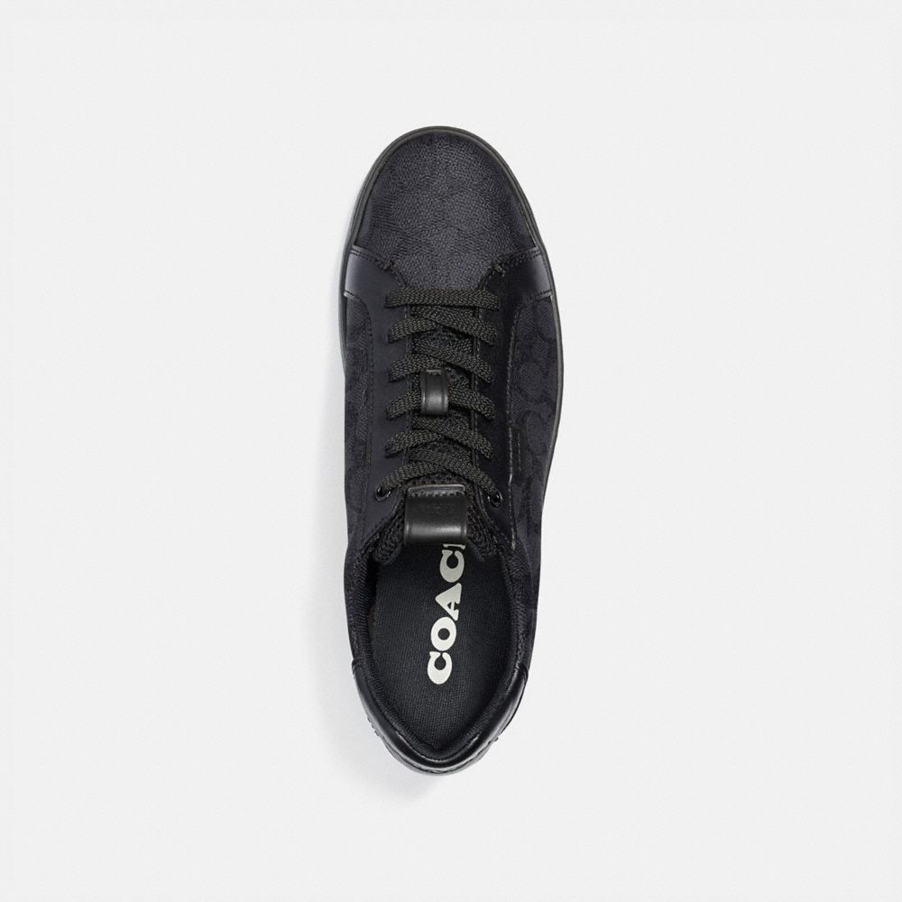 COACH®,LOWLINE LOW TOP SNEAKER,Signature Coated Canvas,CHARCOAL/GREY,Inside View,Top View