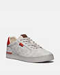 COACH®,LOWLINE LOW TOP SNEAKER,Signature Coated Canvas,Chalk Mango,Front View