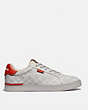 COACH®,LOWLINE LOW TOP SNEAKER,Signature Coated Canvas,Chalk Mango,Angle View